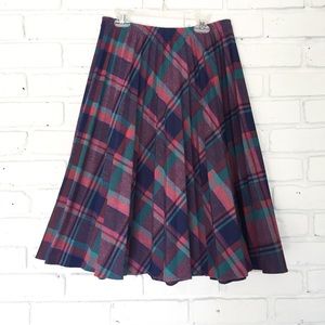 1980's Vintage Plaid Accordian Pleated Midi Skirt